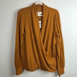 ANTHROPOLOGY Maeve Woodruff Mustard Wrap Top
